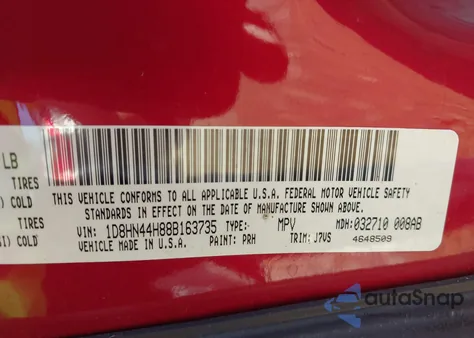 2008 Dodge Grand Caravan Se from USA, damaged, VIN 1D8HN44H88B163735